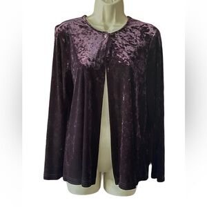 VTG Women's Purple Crushed Velvet Cardigan One Button Size M USA Made Evening